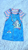 Timeless Kids Knitted Denim-Look Rainbow Unicorn Print Round Neck Dress
