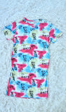 Girls Dye Letter Graphic Side Dress