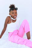 Timeless Kids Cute One Hand White T-shirt and Pink Trouser