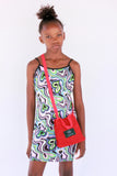Timeless Kids Contrast Binding Reflective Heart Print Cami Dress