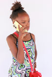 Timeless Kids Contrast Binding Reflective Heart Print Cami Dress