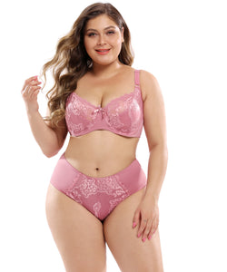 Ultra-thin Lace Plus Size Bra Set Underwear Panty Set E-cup Bra