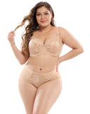 Ultra-thin Lace Plus Size Bra Set Underwear Panty Set E-cup Bra