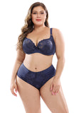 Ultra-thin Lace Plus Size Bra Set Underwear Panty Set E-cup Bra