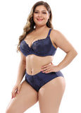 Ultra-thin Lace Plus Size Bra Set Underwear Panty Set E-cup Bra