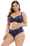 Ultra-thin Lace Plus Size Bra Set Underwear Panty Set E-cup Bra