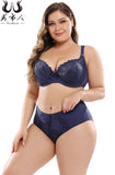 Ultra-thin Lace Plus Size Bra Set Underwear Panty Set E-cup Bra