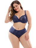 Ultra-thin Lace Plus Size Bra Set Underwear Panty Set E-cup Bra
