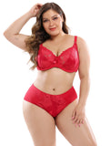 Ultra-thin Lace Plus Size Bra Set Underwear Panty Set E-cup Bra