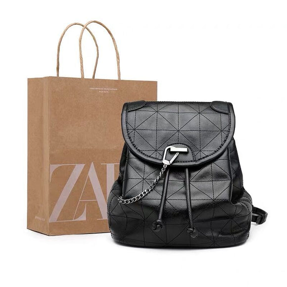 Zr home bag 2020 new Backpack Black Flip soft women's bag fashion versatile Lingge large capacity Backpack