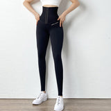 Ultra high waist breasted fitness pants for women
