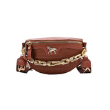 Women's Chest Bag Crocodile Pattern Shoulder Bag Chain Pouch Waist Bag Cross-body Saddle Bag