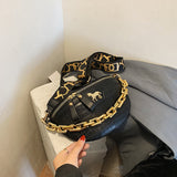 Women's Chest Bag Crocodile Pattern Shoulder Bag Chain Pouch Waist Bag Cross-body Saddle Bag