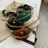 Women's Chest Bag Crocodile Pattern Shoulder Bag Chain Pouch Waist Bag Cross-body Saddle Bag