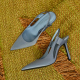 Zar# fairy 2021 new blue dew heel pointed temperament high heel Muller shoes thin heel elegant single shoe sandals