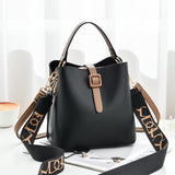 Women's New Fashion High-capacity Broadband Messenger Shoulder Bucket Bag
