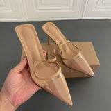 Za new high heels women's shoes nude PVC transparent pointed temperament Baotou sandals thin heels women's sandals