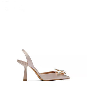 Za autumn new fine heels high heels women's grey bright Rhinestone Wedding Shoes bride Xiuhe wedding dress two bridesmaids' shoes