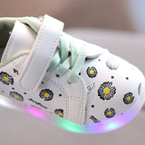 Light-emitting White Shoes For Boys And Girls LED Flash Korean Children's Shoes Casual Children's Shoes