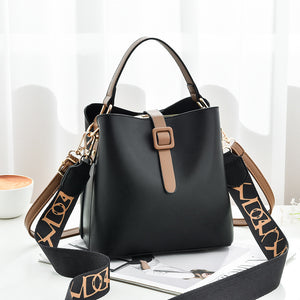 Women's New Fashion High-capacity Broadband Messenger Shoulder Bucket Bag
