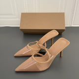 Za new high heels women's shoes nude PVC transparent pointed temperament Baotou sandals thin heels women's sandals