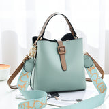 Women's New Fashion High-capacity Broadband Messenger Shoulder Bucket Bag
