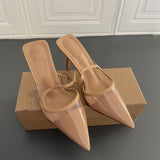 Za new high heels women's shoes nude PVC transparent pointed temperament Baotou sandals thin heels women's sandals