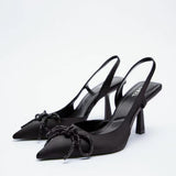 Zar autumn and winter new women's shoes black bright decoration pointed open heel Muller shoes 12228810040