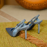 Zar# fairy 2021 new blue dew heel pointed temperament high heel Muller shoes thin heel elegant single shoe sandals