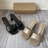 Za family's 2021 summer new open toe women wear grey square head thick heel high-heeled fashion sandals