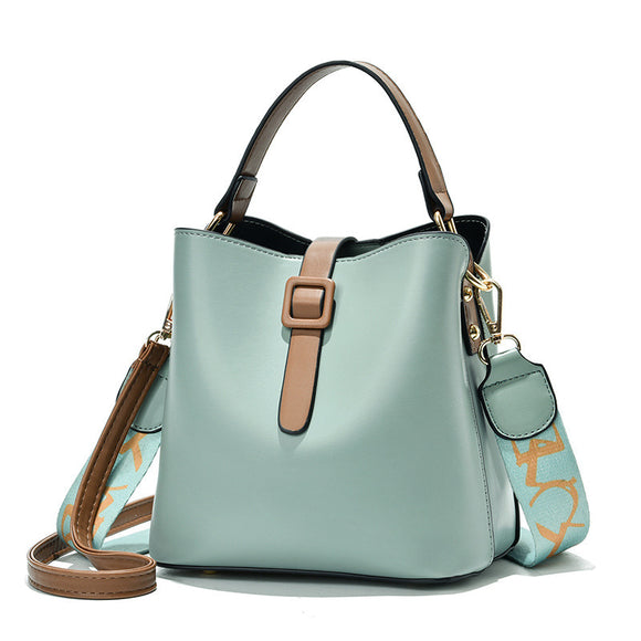 Women's New Fashion High-capacity Broadband Messenger Shoulder Bucket Bag